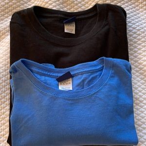 Two 100% cotton t-shirts, one black & one blue